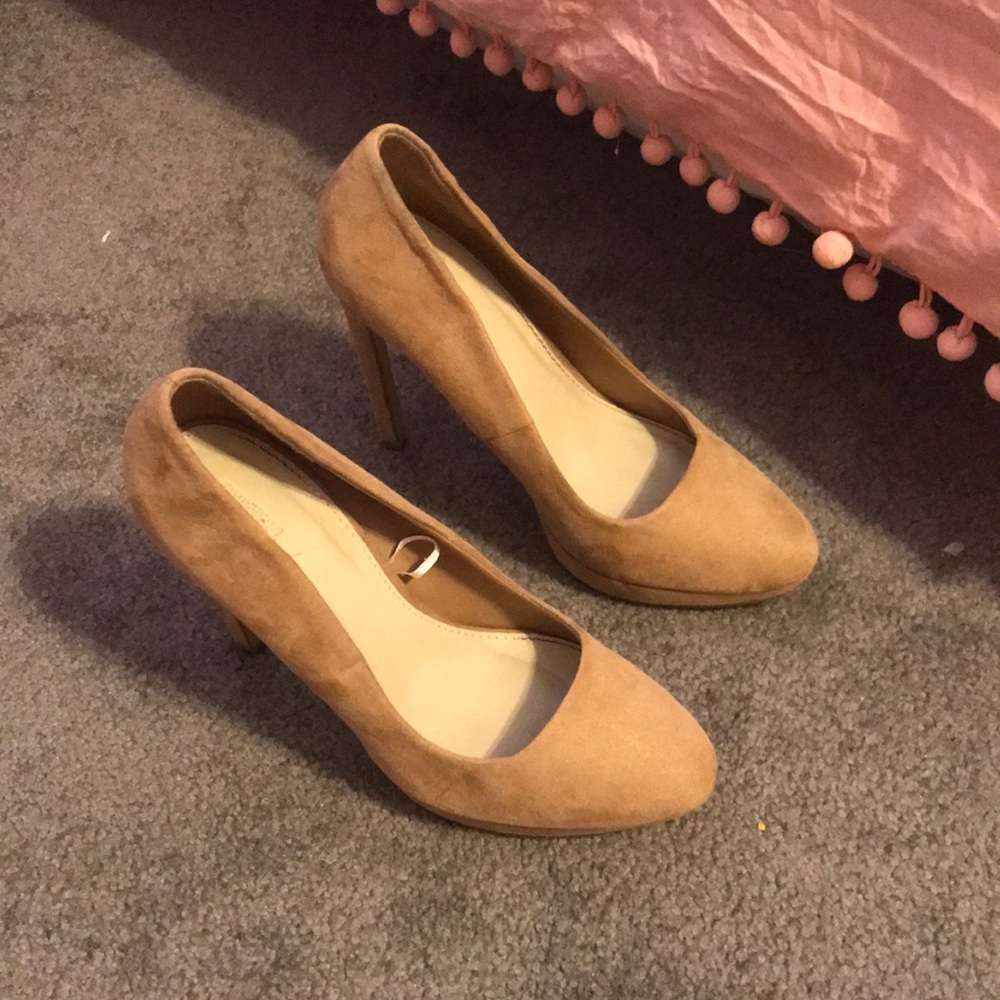 Nude suede heels